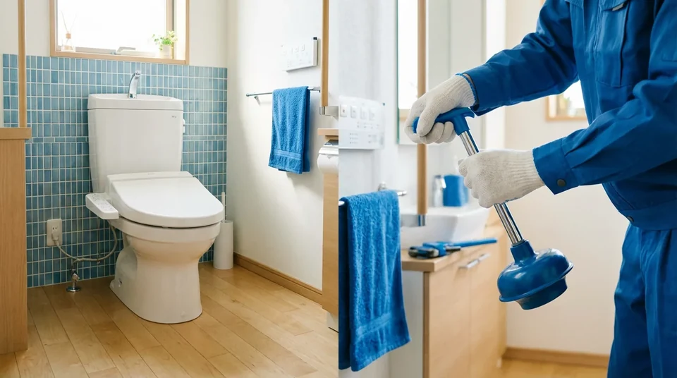 トイレつまり修理の作業・確認イメージ
