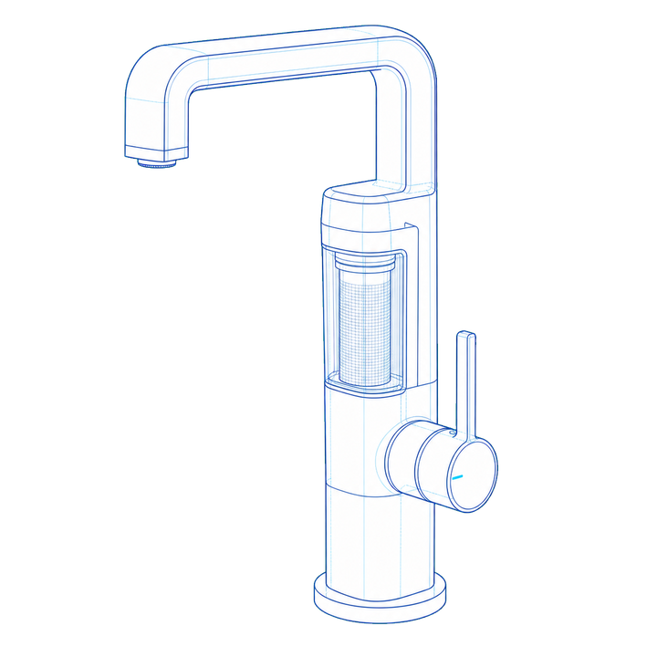 浄水器一体型水栓の線画