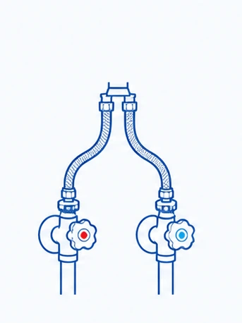 止水栓と配管の線画