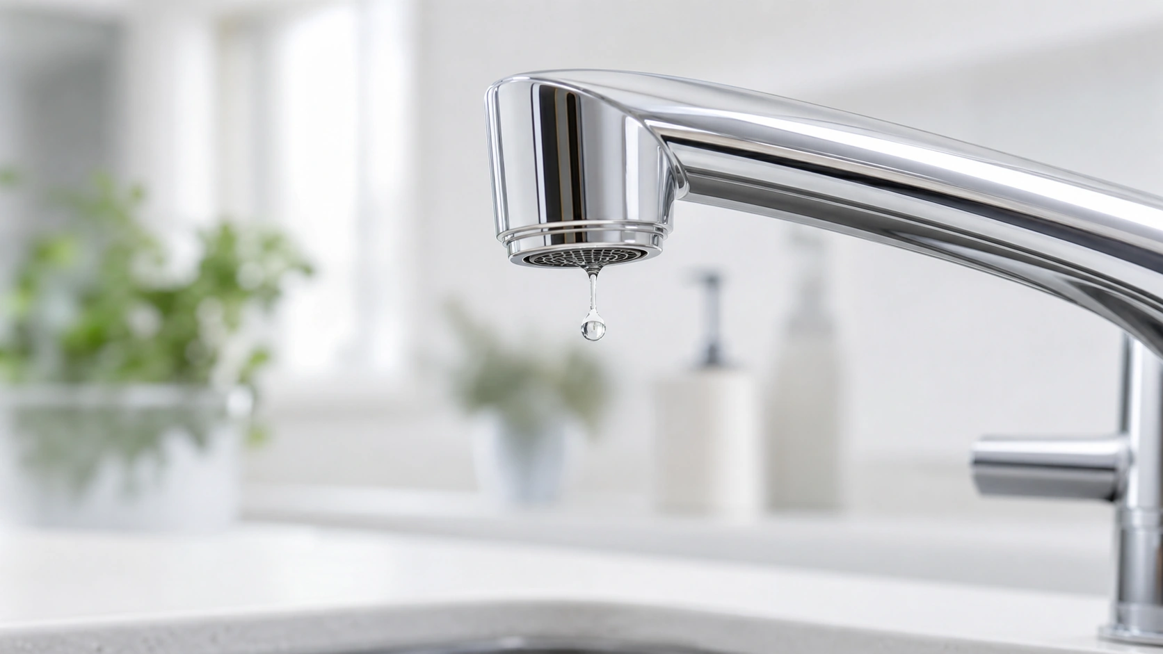 吐水口に水滴が残るキッチン水栓