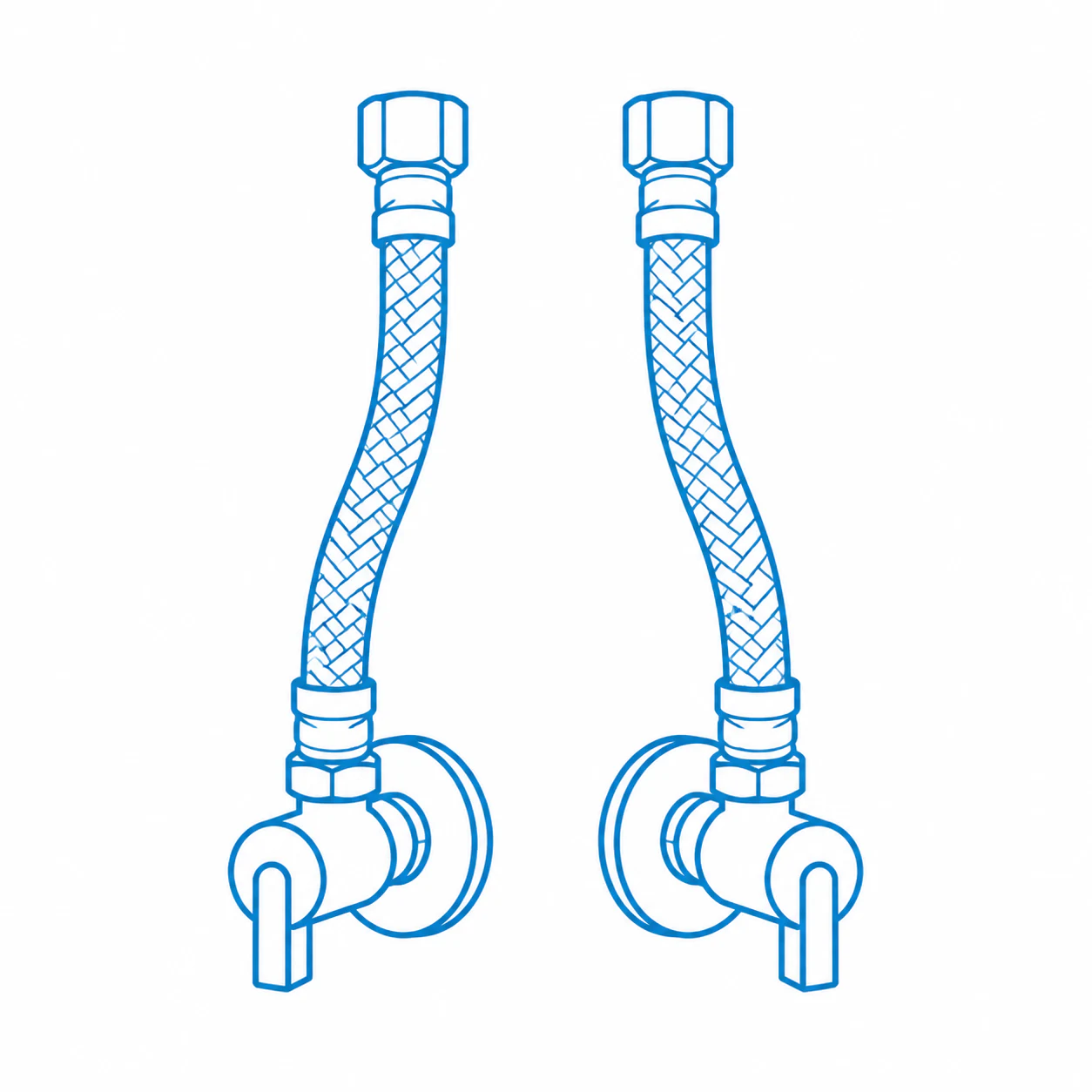 止水栓と給水ホースの線画