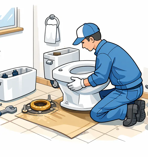 便器取外しによる中度トイレつまり修理イメージ