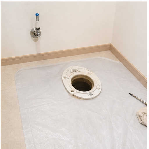 トイレ新設と撤去工事の施工イメージ