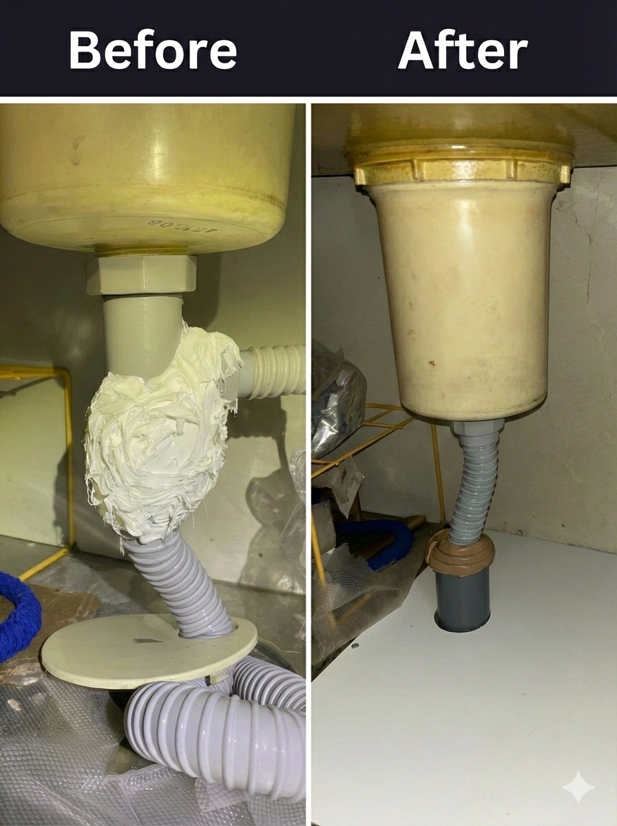 室蘭市キッチン（台所）排水改善工事