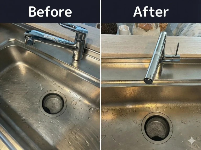 室蘭市でキッチン混合栓の交換工事｜取付済み水栓の高さが合わず使いにくいため、高さのある混合栓へ取り替えた施工事例